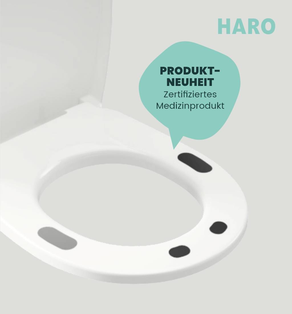 Detailansicht der im WC-Sitz integrierten Messelektroden des HARO EKG-seat.