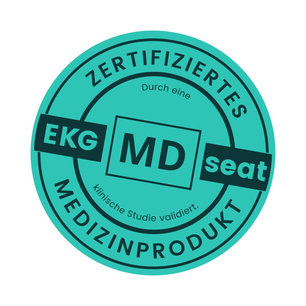 Zertifizierungssiegel für den EKG-seat, klinisch validiert.
